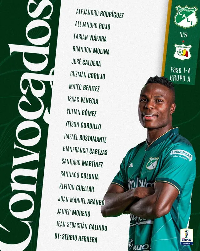Convocados del cuadro azucarero. Foto: Deportivo Cali Convocados del cuadro azucarero. Foto: Deportivo Cali