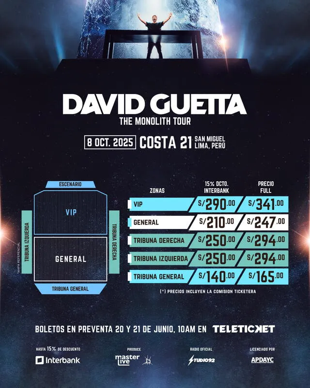 Entradas para David Guetta en Lima. Foto: Teleticket Entradas para David Guetta en Lima. Foto: Teleticket
