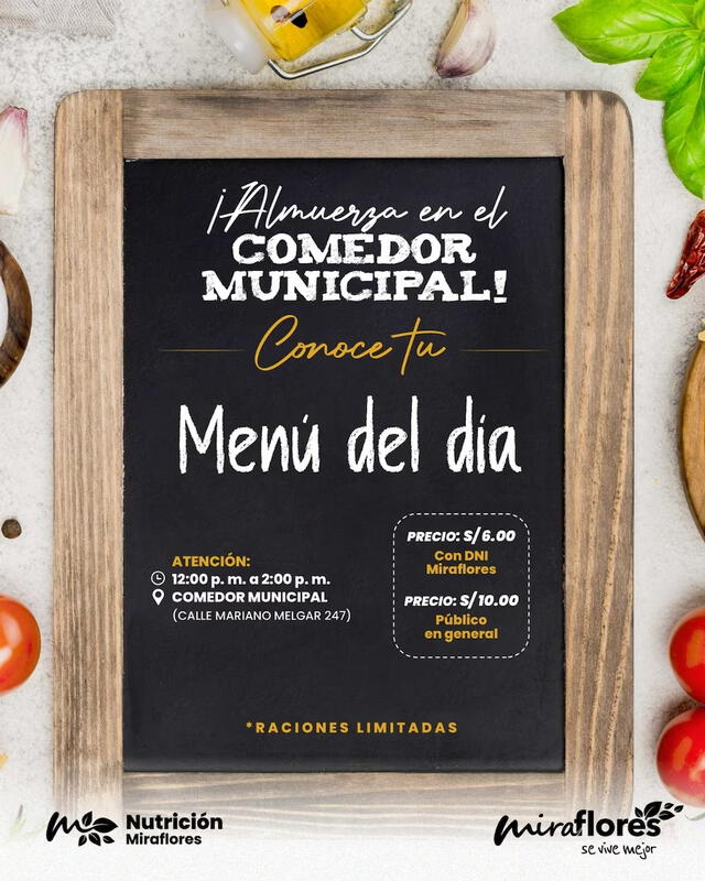 Comedor municipal de Miraflores. Foto: Municipalidad de Miraflores Comedor municipal de Miraflores. Foto: Municipalidad de Miraflores