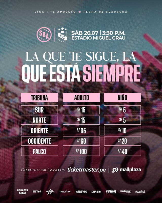 Precios de las entradas para el juego ante Sporting Cristal. Foto: Sport Boys   