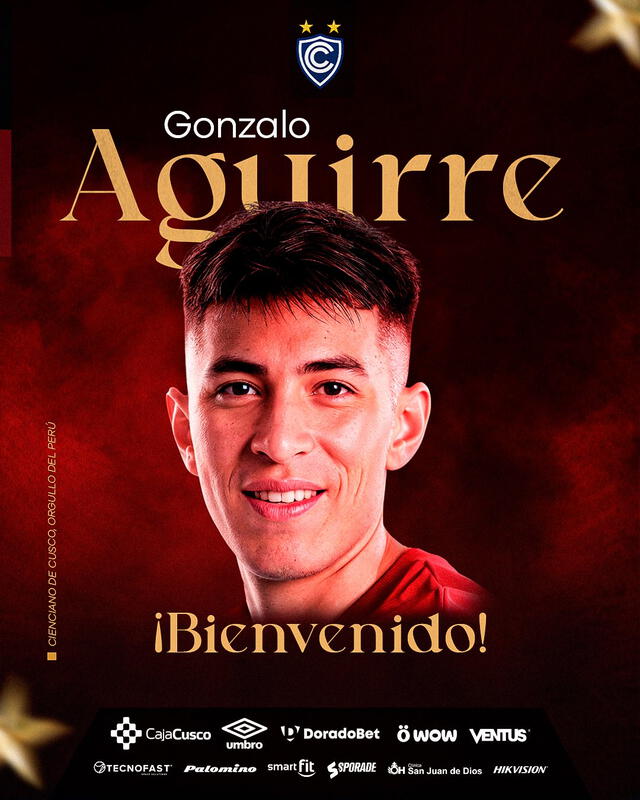 Gonzalo Aguirre jugará en el tercer equipo peruano. Foto: Club Cienciano   