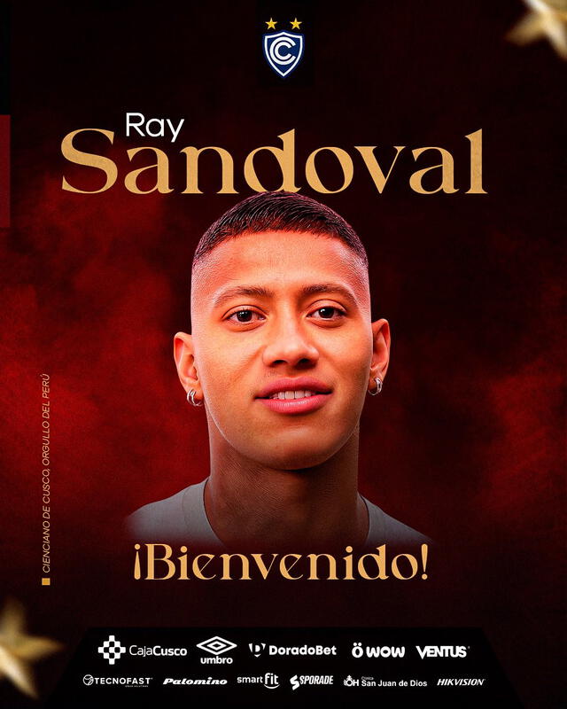  Ray Sandoval jugará por primera vez en Cienciano del Cusco. Foto: Cienciano   