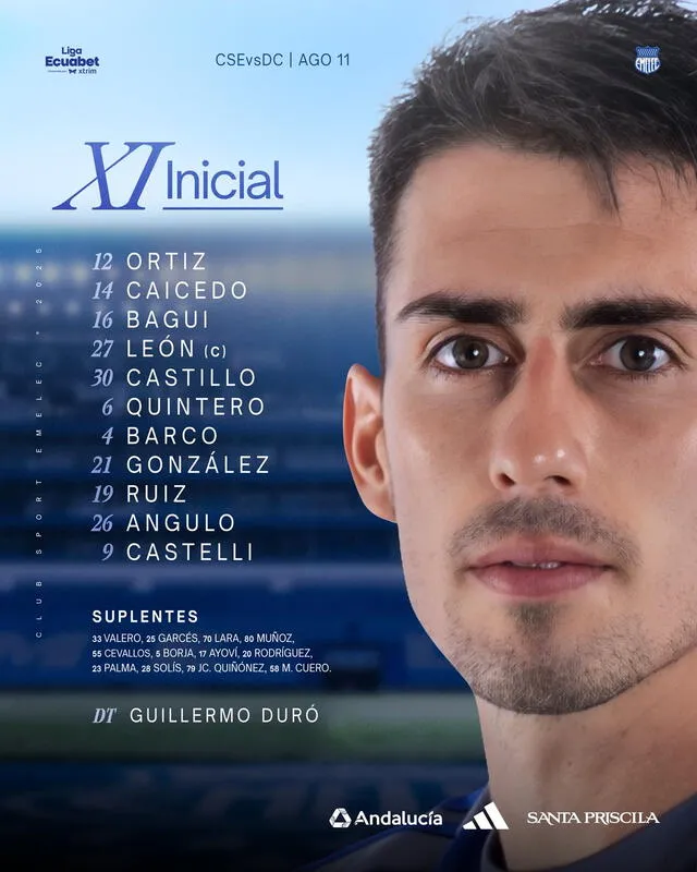 Formación inicial del Bombillo. Foto: Club Sport Emelec   