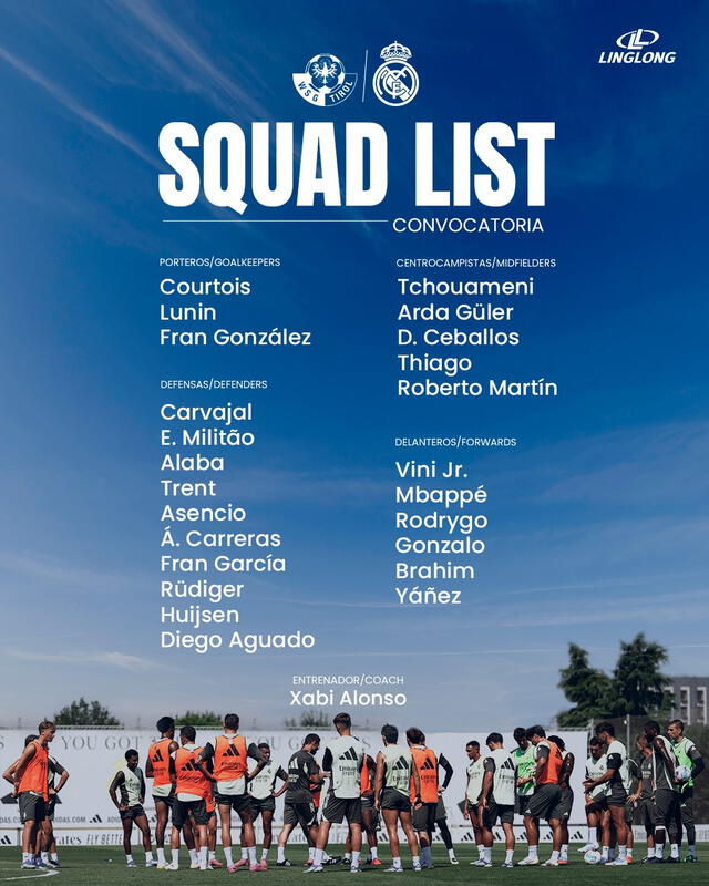 Convocados del Real Madrid para el amistoso ante WSG Tirol. Foto: Real Madrid C.F. Convocados del Real Madrid para el amistoso ante WSG Tirol. Foto: Real Madrid C.F.
