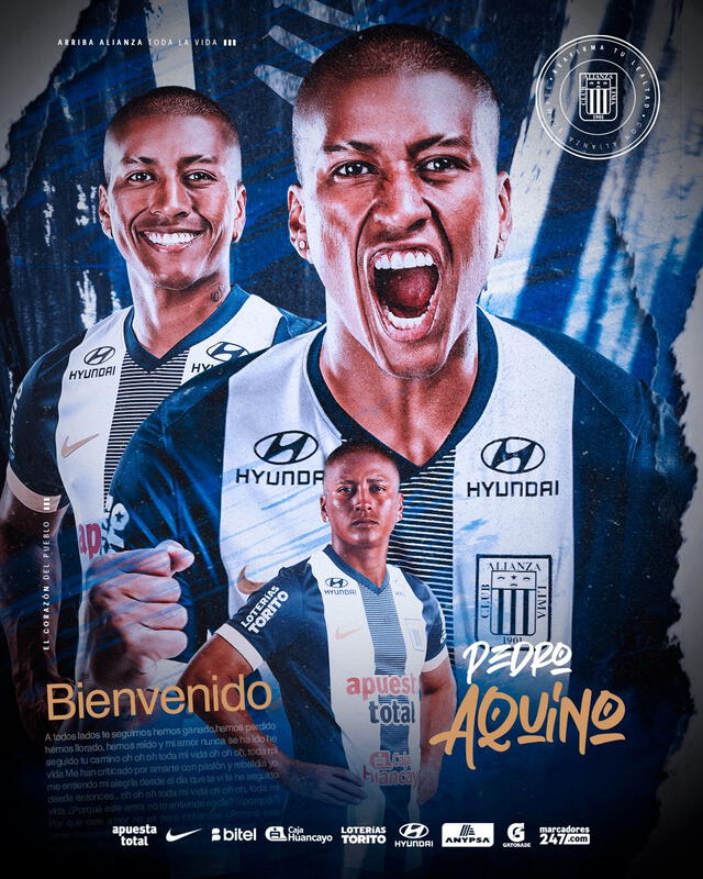 Pedro Aquino jugará por un año en el club íntimo. Foto: Alianza Lima Pedro Aquino jugará por un año en el club íntimo. Foto: Alianza Lima