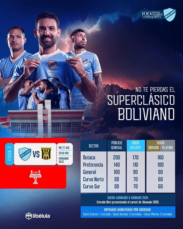 Precio de las entradas para el clásico ante The Strongest. Foto: Club Bolívar   