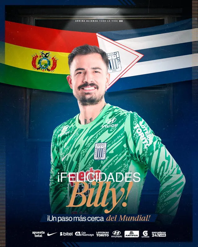 El club íntimo felicitó a Guillermo Viscarra. Foto: Alianza Lima   