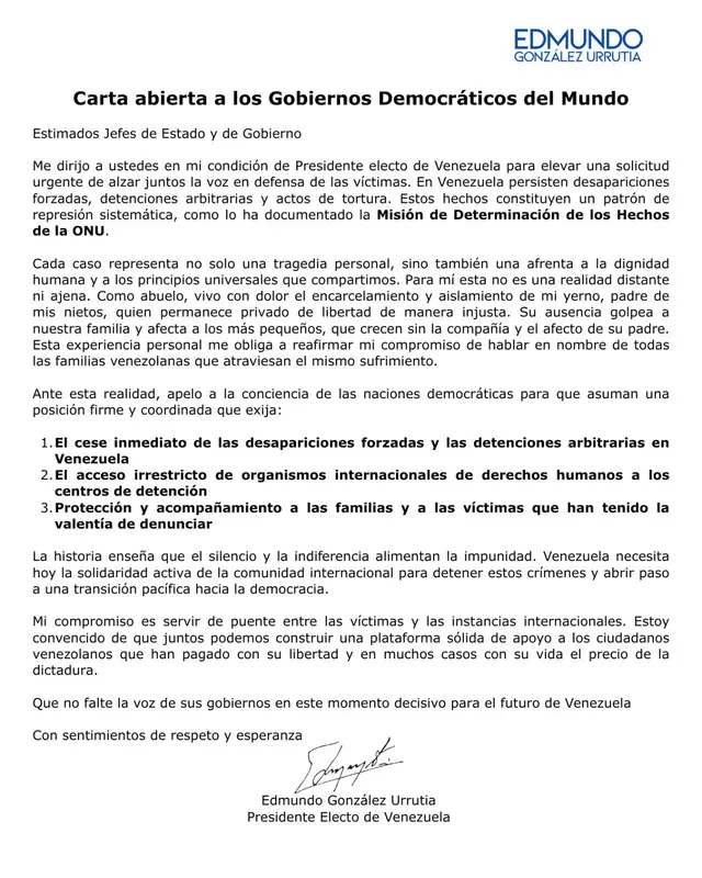 Carta de Edmundo González Carta de Edmundo González