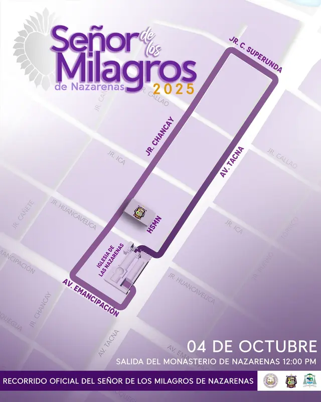 Recorrido del Señor de Los Milagros este 4 de octubre Recorrido del Señor de Los Milagros este 4 de octubre