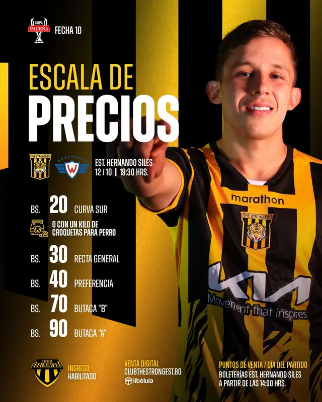Precio de las entradas para el partido ante Wilstermann. Foto: The Strongest Precio de las entradas para el partido ante Wilstermann. Foto: The Strongest