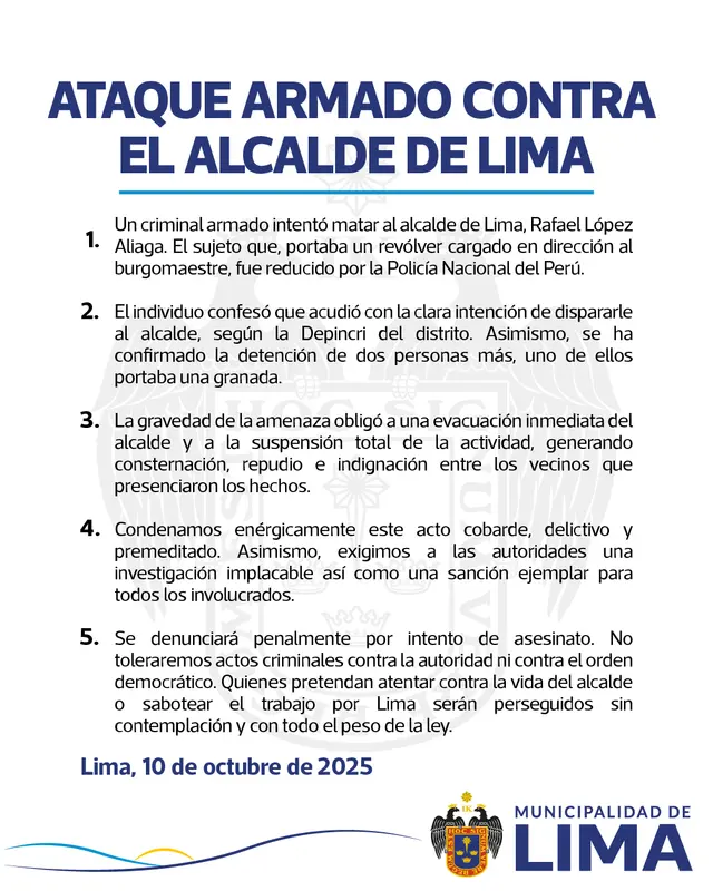 La Municipalidad se pronunció tras el supuesto atentado.    