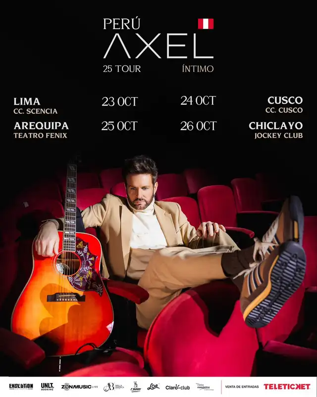 Axel cantará en Lima, Chiclayo, Cusco y Arequipa. Foto: difusión.   