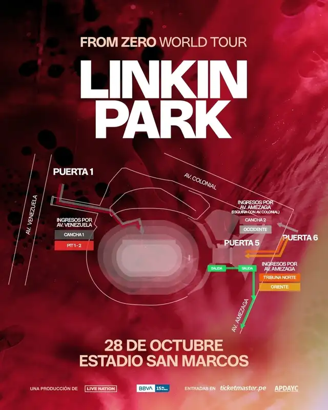 Ingresos para el concierto de Linkin Park en Lima. Foto: Live Nation Perú 