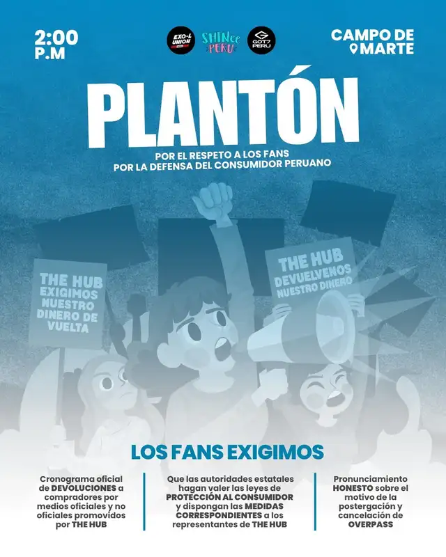 Fanáticos exigen devoluciones y pronunciamiento de parte de The Hub Events S.A.C | Foto: EXO-L Union, SHINee Perú y GOT7 Perú Fanáticos exigen devoluciones y pronunciamiento de parte de The Hub Events S.A.C | Foto: EXO-L Union, SHINee Perú y GOT7 Perú