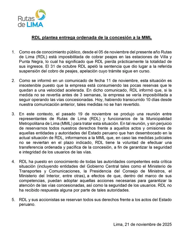  Comunicado de Rutas de Lima   