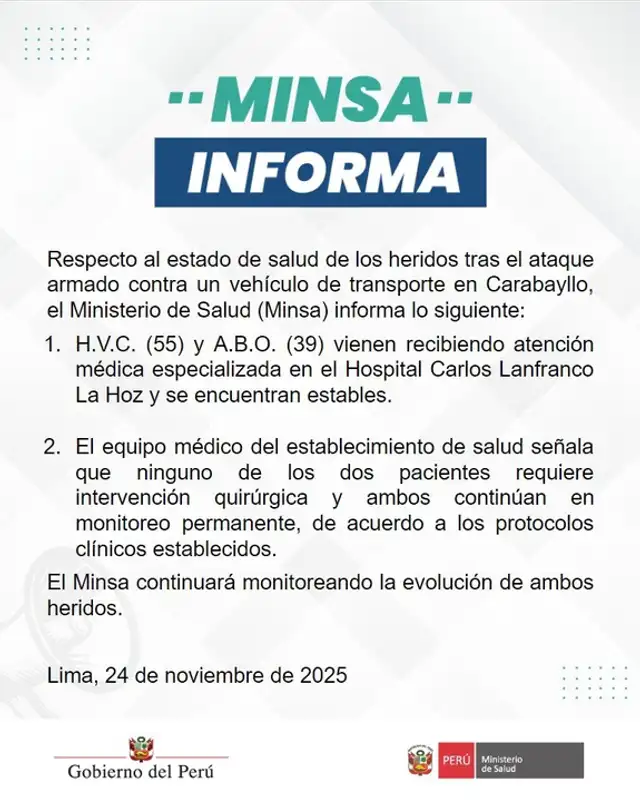 Comunicado del Minsa. Comunicado del Minsa.