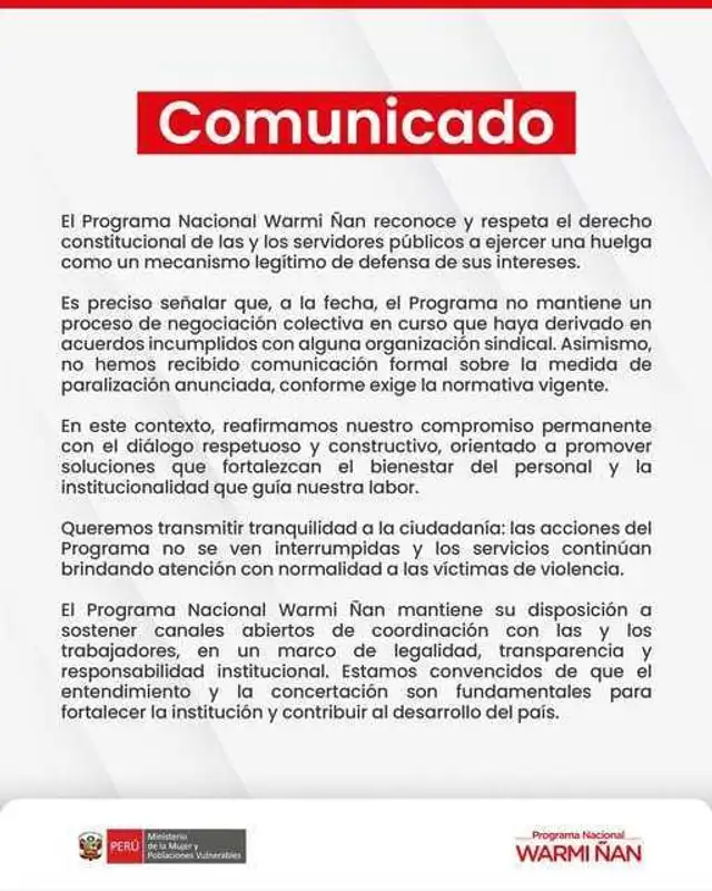 Pronunciamiento del MIMP Pronunciamiento del MIMP