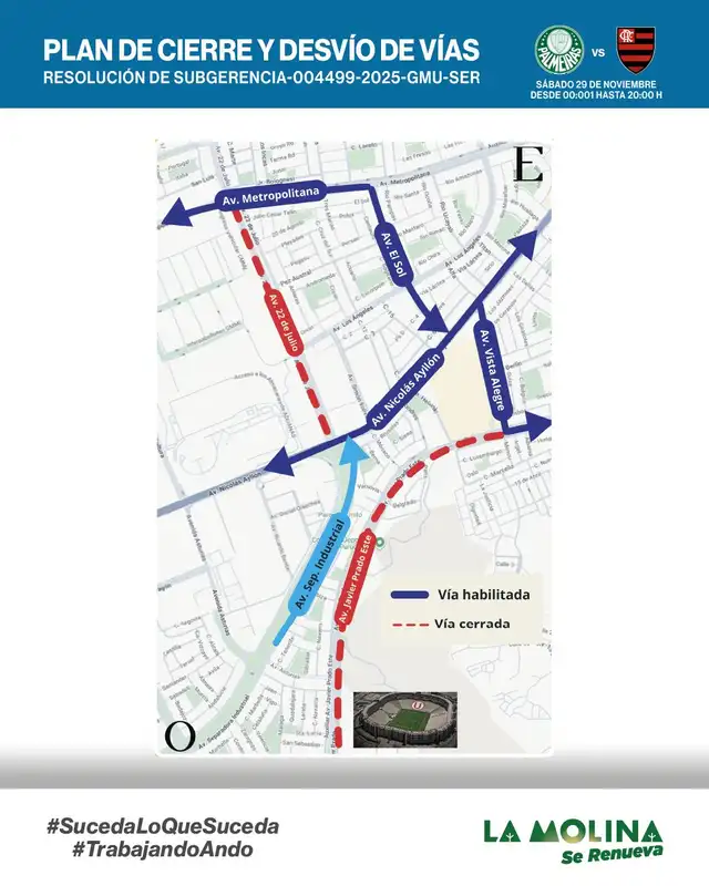  La Municipalidad de La Molina anunció su plan de desvíos. Foto: Facebook.    