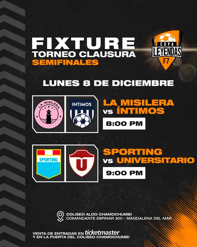  Así se jugarán las semifinales de la Copa Leyendas F7 2025. Foto: Facebook/Copa Leyendas F7 