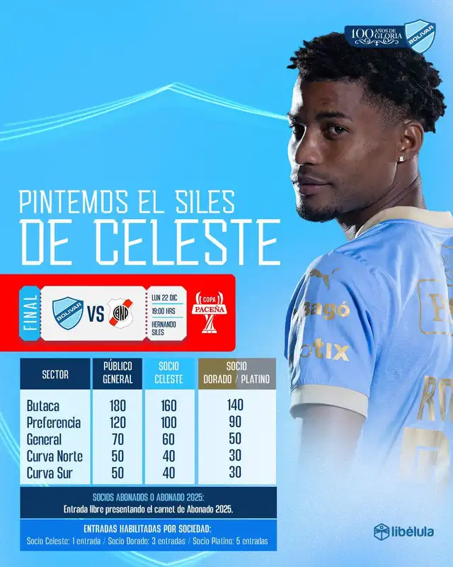 Precio de las entradas al partido contra Nacional Potosí. Foto: Club Bolívar   