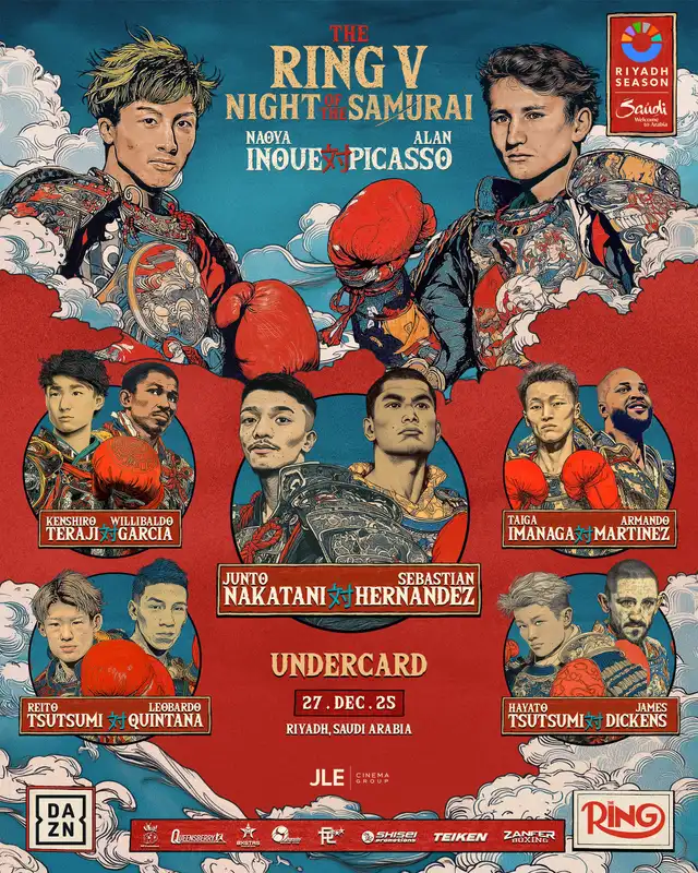 Cartelera completa de The Ring V. Foto: Ring Magazine 