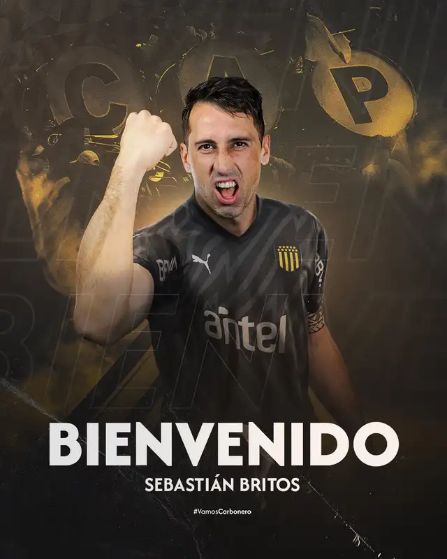 Sebastián Britos llega libre al equipo carbonero. Foto: Peñarol   