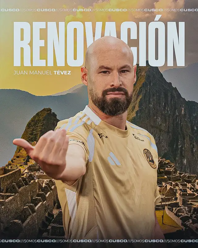 En este 2026, Juan Manuel Tévez cumplirá tres años como jugador del club dorado. Foto: Cusco FC   