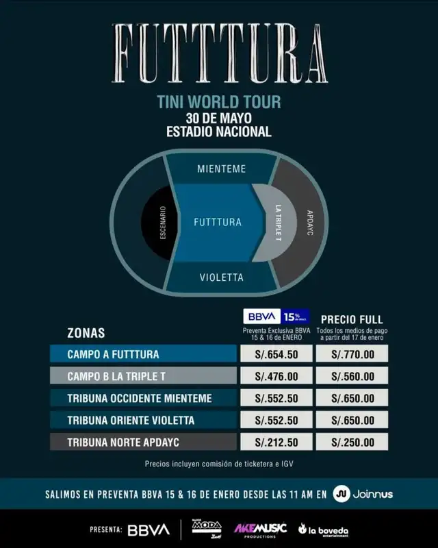  Tini confirma concierto en Perú 2026. Foto: Joinnus 