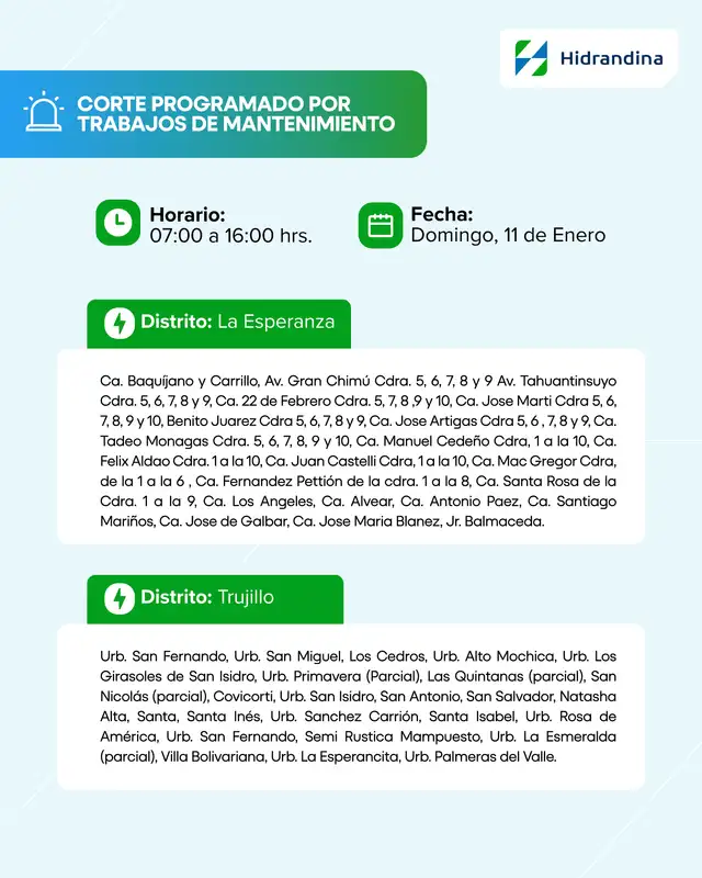  Corte de luz en Trujillo. Foto: Hidrandina  