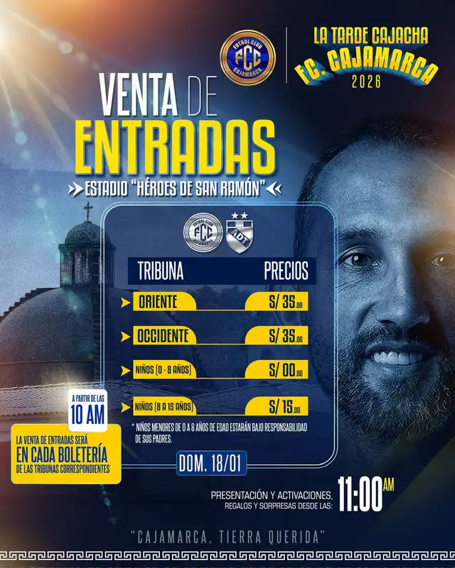 Entradas para la Tarde Cajacha 2026. Foto: FC Cajamarca 
