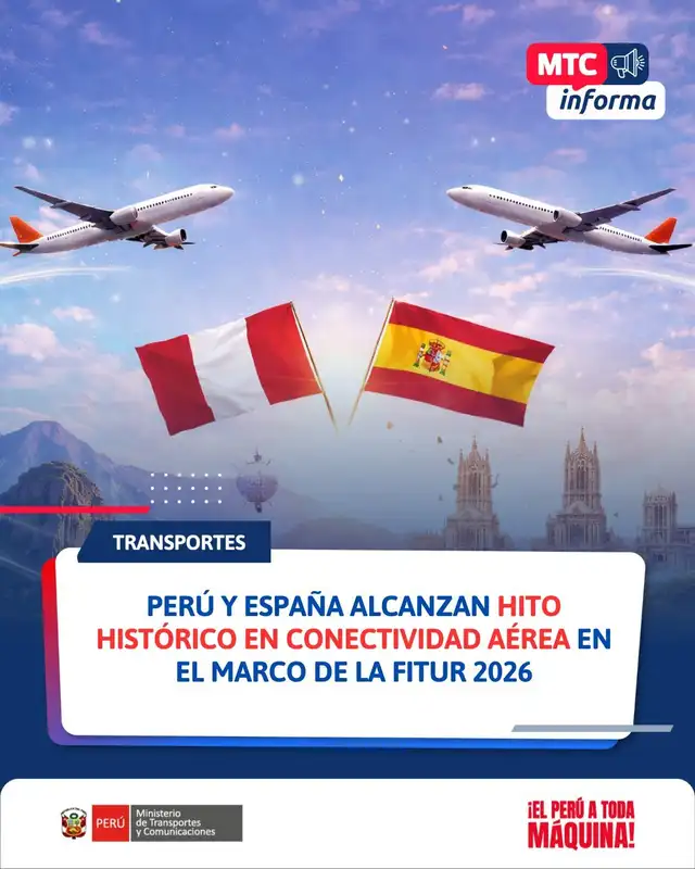 El nuevo acuerdo aéreo alcanzado entre Perú y España fue oficializado por el MTC. Foto: @MTC_GobPeru   