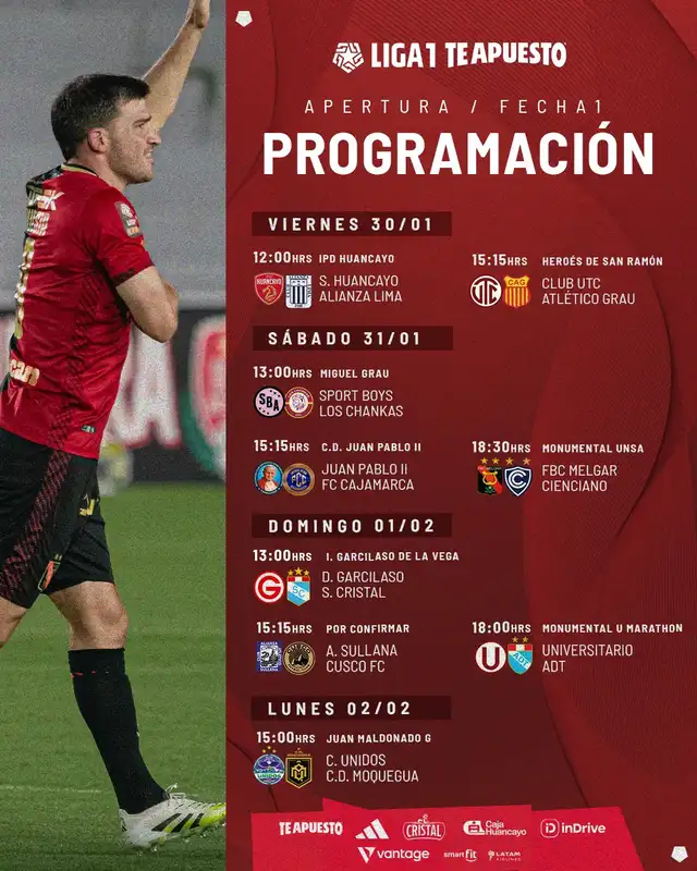 Programación de la primera fecha del Torneo Apertura. Foto: Liga 1   