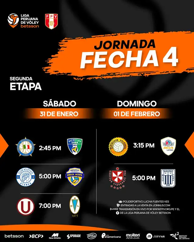 Estos son los horarios de los partidos por la fecha 4. Foto: Liga Peruana de Vóley   