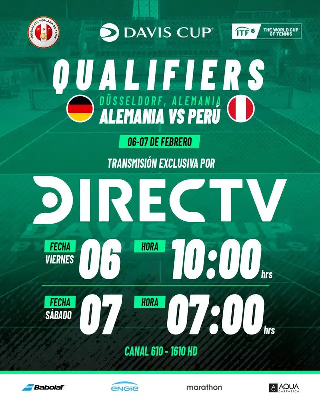 Programación de Perú vs Alemania por Copa Davis. Foto: Federación Peruana de Tenis   