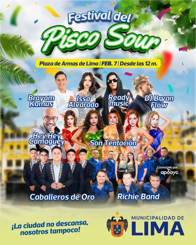 Municipalidad de Lima celebrará el Festival del Pisco Sour.