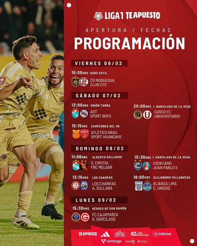 Horarios de los partidos por la fecha 2. Foto: Liga 1   