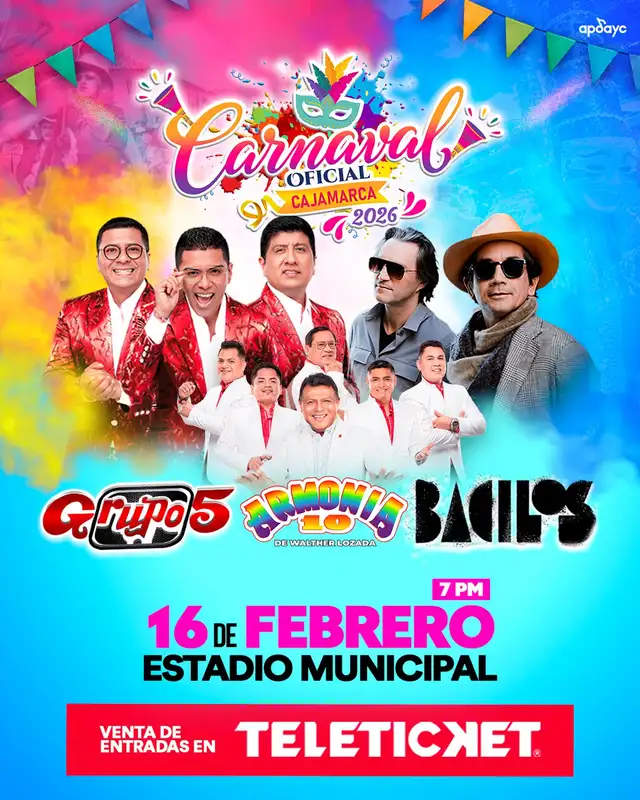 Grupo 5 y Armonía 10 de Walther Lozada llegan a los carnavales de Cajamarca. Foto: difusión Grupo 5 y Armonía 10 de Walther Lozada llegan a los carnavales de Cajamarca. Foto: difusión