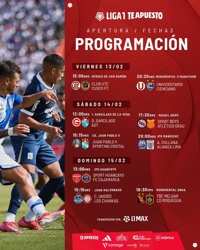 Programación de la fecha 3 en el Torneo Apertura. Foto: Liga 1   