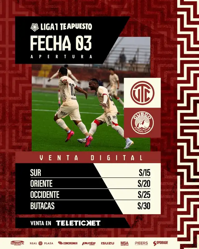 Precio de las entradas para el partido ante Cusco FC. Foto: UTC   