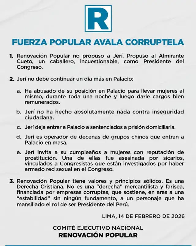 Comunicado Renovación Popular   