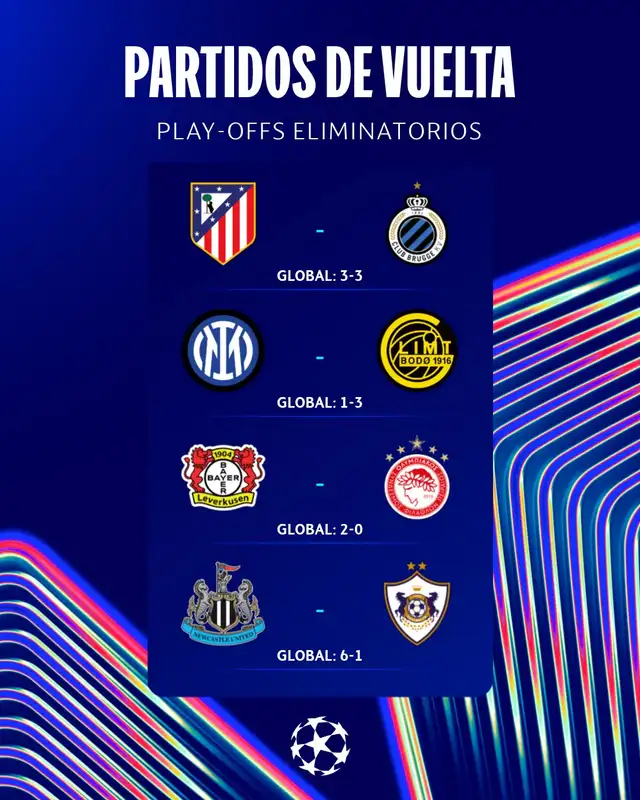 Partidos del martes 24 de febrero por playoffs. Foto: Liga de Campeones   