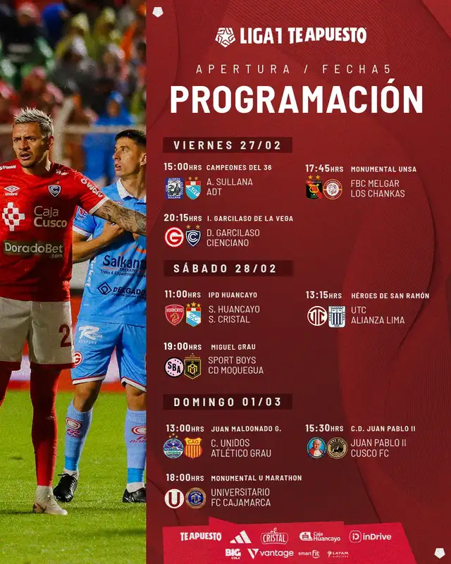 Programación de la fecha 5 del Torneo Apertura. Foto: Liga 1   