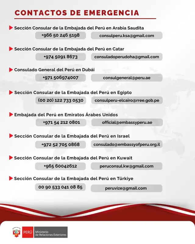  Canales de emergencia para peruanos de esa región.<br><br>  