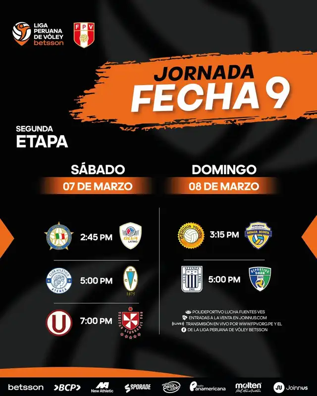 Programación de la última fecha. Foto: Liga Peruana de Vóley Programación de la última fecha. Foto: Liga Peruana de Vóley
