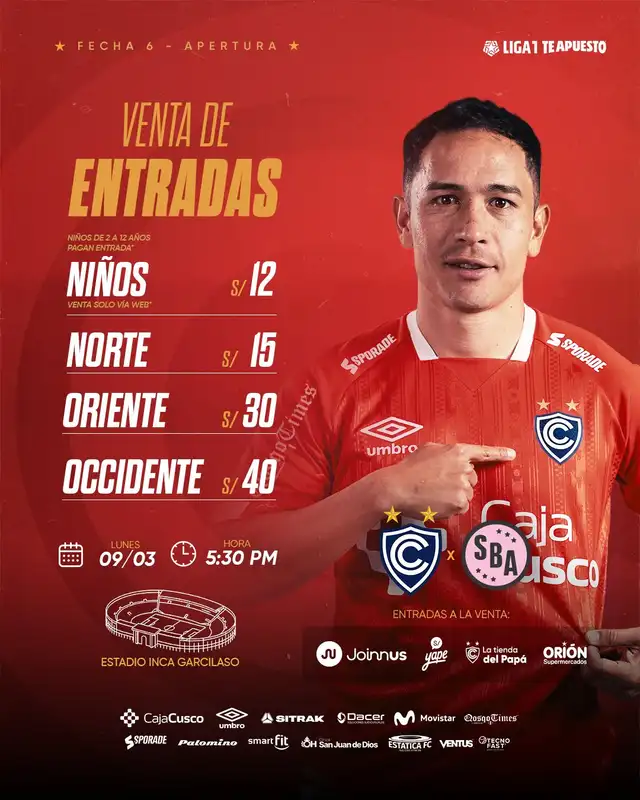 Precio de las entradas para el partido ante Sport Boys. Foto: Cienciano 