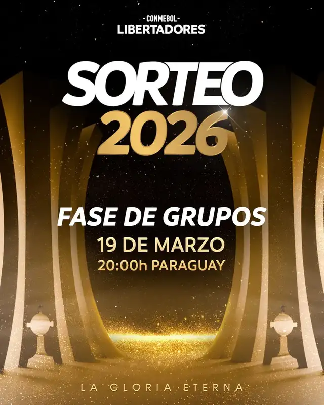 El sorteo de la fase de grupos del torneo se realizará en horario nocturno. Foto: Conmebol Libertadores   