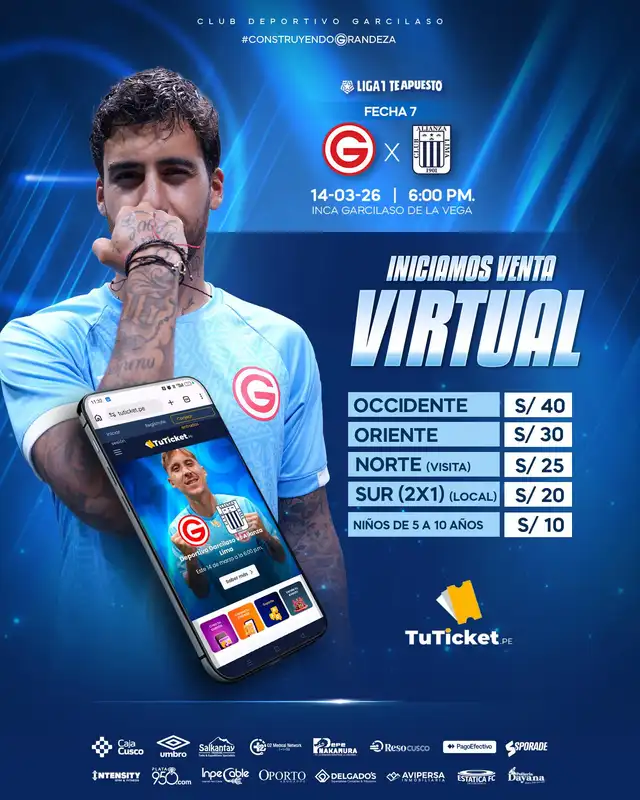 Precio de las entradas para el partido ante Alianza Lima. Foto: Deportivo Garcilaso 