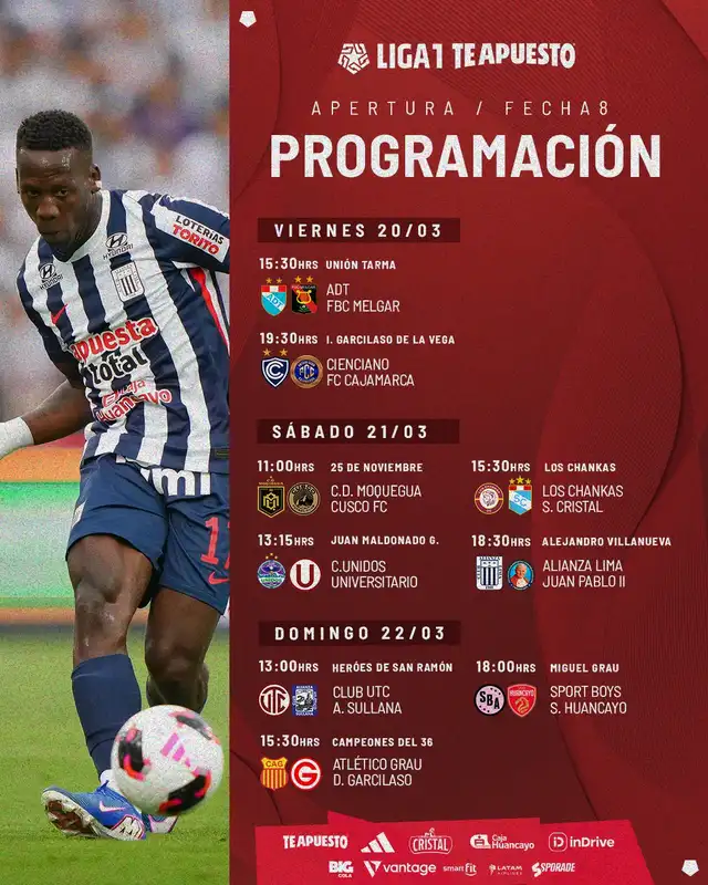Partidos por la fecha 8 del Torneo Apertura 2026. Foto: Liga 1  
