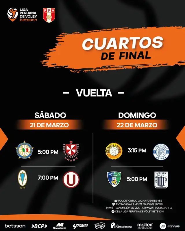 Partidos de vuelta por cuartos de final. Foto: Liga Peruana de Vóley 