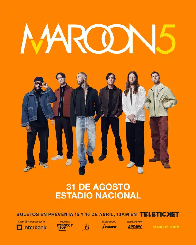 Confirman concierto de Maroon 5 en el Estadio Nacional de Lima